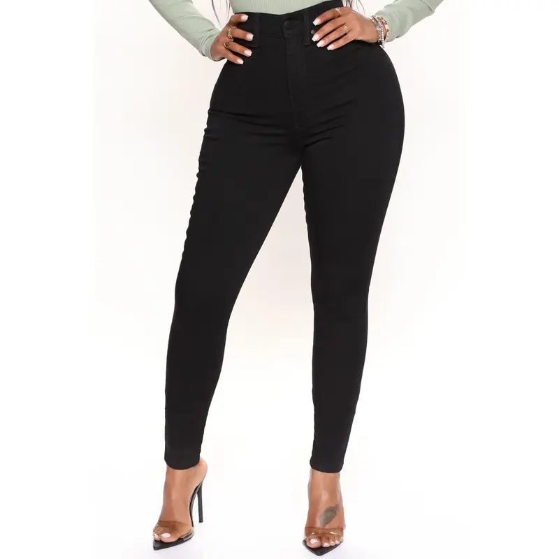Flation Women's Flex Game Strong Super High Rise Skinny Denim Jeans Black | Flation Streetwear