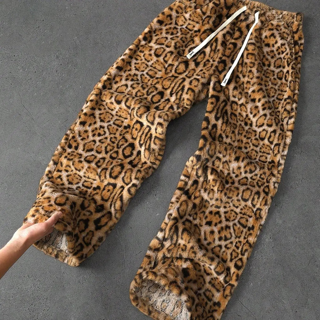 Flation Unisex Leopard Print Fleece Pants | Flation Streetwear