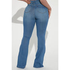 Flation Women's High Rise Stretch Flare Denim Jeans Light Wash | Flation Streetwear