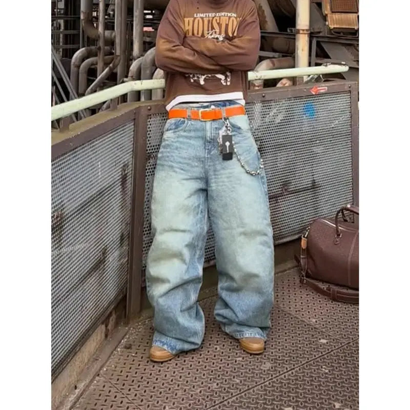 Flation Men’s Vintage Light Blue Loose Jeans | Flation Streetwear