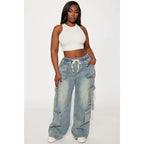 Flation Women's Met My Match Baggy Cargo Jeans Vintage Wash | Flation Streetwear