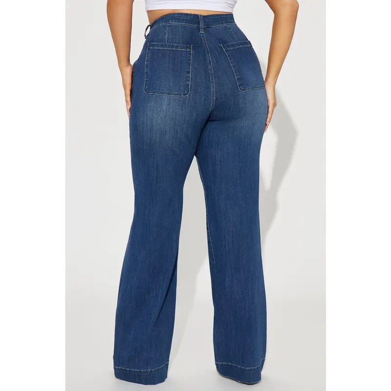 Flation Women's Tall Margot Stretch Trouser Denim Jeans Dark Wash | Flation Streetwear
