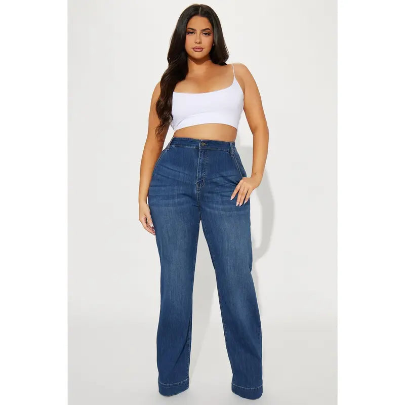 Flation Women's Tall Margot Stretch Trouser Denim Jeans Dark Wash | Flation Streetwear