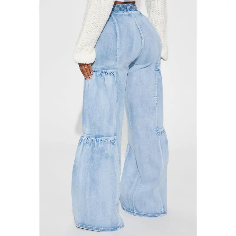 Flation Women's Tall High Rise Stretch Wide Leg Denim Jeans Light Wash | Flation Streetwear