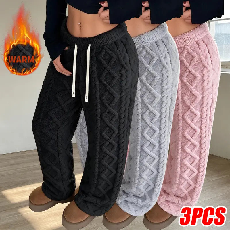 Flation Women's Retro Mid Rise Loose Fleece Pants | Flation Streetwear