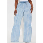 Flation Women's Tall High Rise Stretch Wide Leg Denim Jeans Light Wash | Flation Streetwear