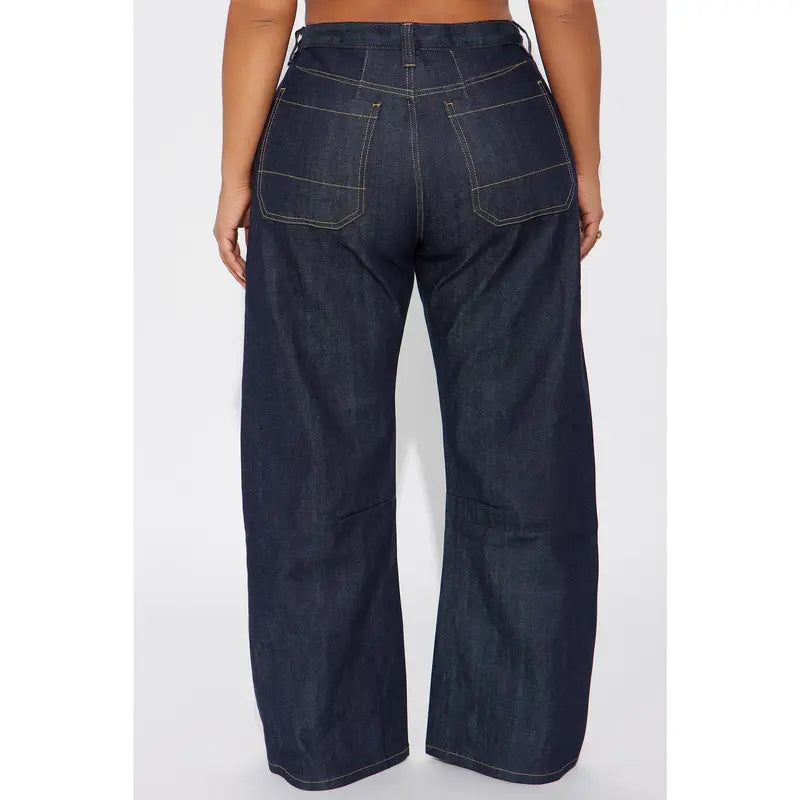 Flation Women's Premium Selvedge Utility Straight Leg Denim Jeans Dark Denim | Flation Streetwear