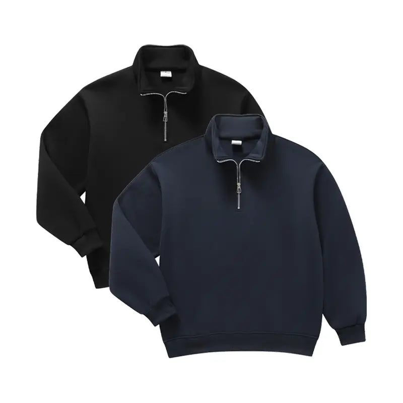 Men's Minimalist Half Zip Drop Shoulder Regular Fit Hoodie