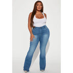 Flation Women's High Rise Stretch Flare Denim Jeans Light Wash | Flation Streetwear