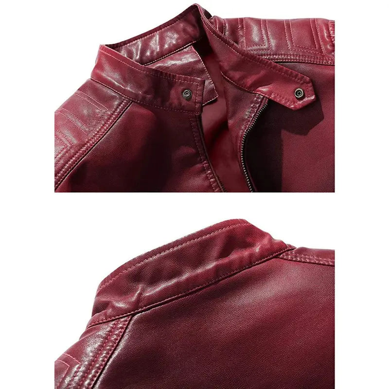 Flation Men’s Vintage Faux Leather Biker Jacket  | Flation Streetwear