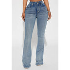 Flation Women's Gemma Sculpting Stretch Flare Denim Jeans Vintage Wash | Flation Streetwear