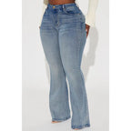 Flation Women's Gemma Sculpting Stretch Flare Denim Jeans Vintage Wash | Flation Streetwear
