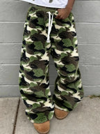 Flation Unisex Leopard Print Fleece Pants | Flation Streetwear