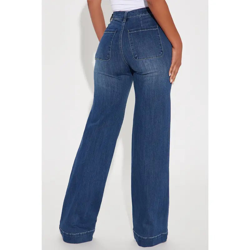 Flation Women's Tall Margot Stretch Trouser Denim Jeans Dark Wash | Flation Streetwear