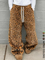 Flation Unisex Leopard Print Fleece Pants | Flation Streetwear