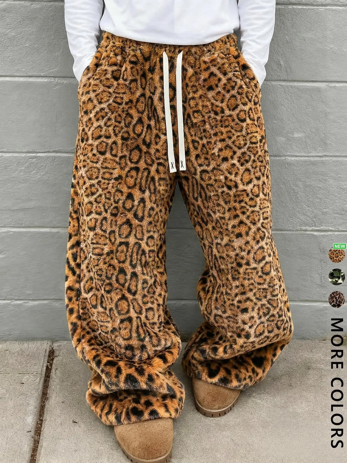 Flation Unisex Leopard Print Fleece Pants | Flation Streetwear