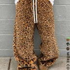 Flation Unisex Leopard Print Fleece Pants | Flation Streetwear