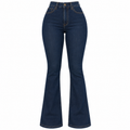 Flation Women's Deep In My Soul Flare Denim Jeans Dark Denim  | Flation Streetwear