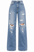 Flation Women's 90's Baggy High Rise Distressed Denim Jeans | Flation Streetwear