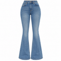 Flation Women's Gemma Sculpting Stretch Flare Denim Jeans Vintage Wash | Flation Streetwear