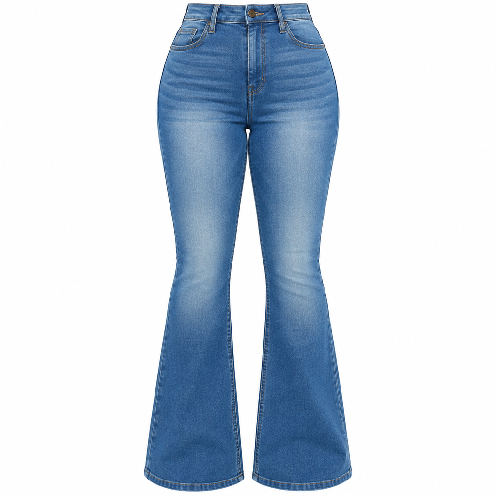Flation Women's High Rise Stretch Flare Denim Jeans Light Wash | Flation Streetwear