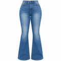 Flation Women's High Rise Stretch Flare Denim Jeans Light Wash | Flation Streetwear