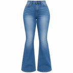 Flation Women's High Rise Stretch Flare Denim Jeans Light Wash | Flation Streetwear
