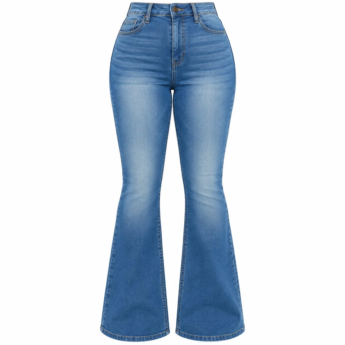 Flation Women's High Rise Stretch Flare Denim Jeans Light Wash | Flation Streetwear