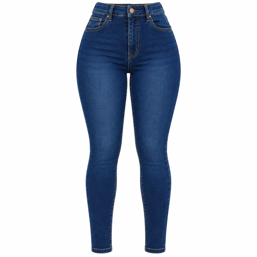 Flation Women's Marilyn High Waisted Skinny Denim Jeans Dark Wash | Flation Streetwear