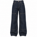 Flation Women's Premium Selvedge Utility Straight Leg Denim Jeans Dark Denim | Flation Streetwear