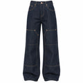 Flation Women's Premium Selvedge Utility Straight Leg Denim Jeans Dark Denim | Flation Streetwear