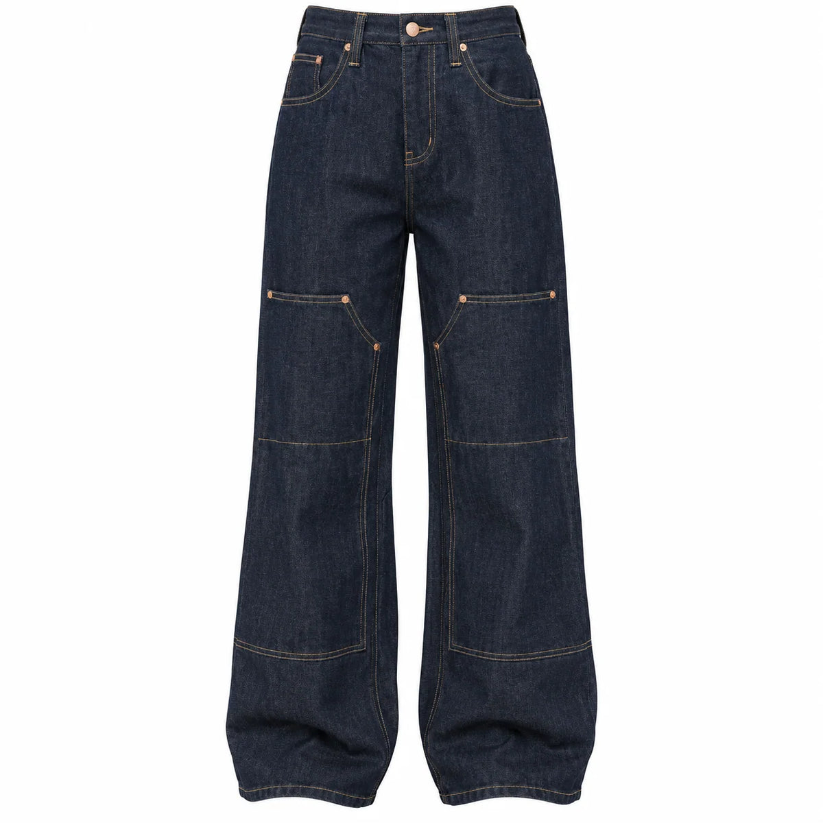 Flation Women's Premium Selvedge Utility Straight Leg Denim Jeans Dark Denim | Flation Streetwear