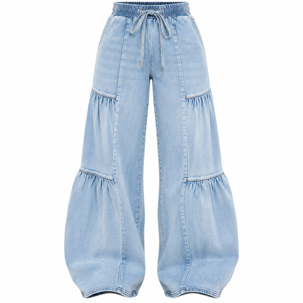 Flation Women's Tall High Rise Stretch Wide Leg Denim Jeans Light Wash | Flation Streetwear