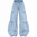 Flation Women's Tall High Rise Stretch Wide Leg Denim Jeans Light Wash | Flation Streetwear