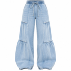 Flation Women's Tall High Rise Stretch Wide Leg Denim Jeans Light Wash | Flation Streetwear