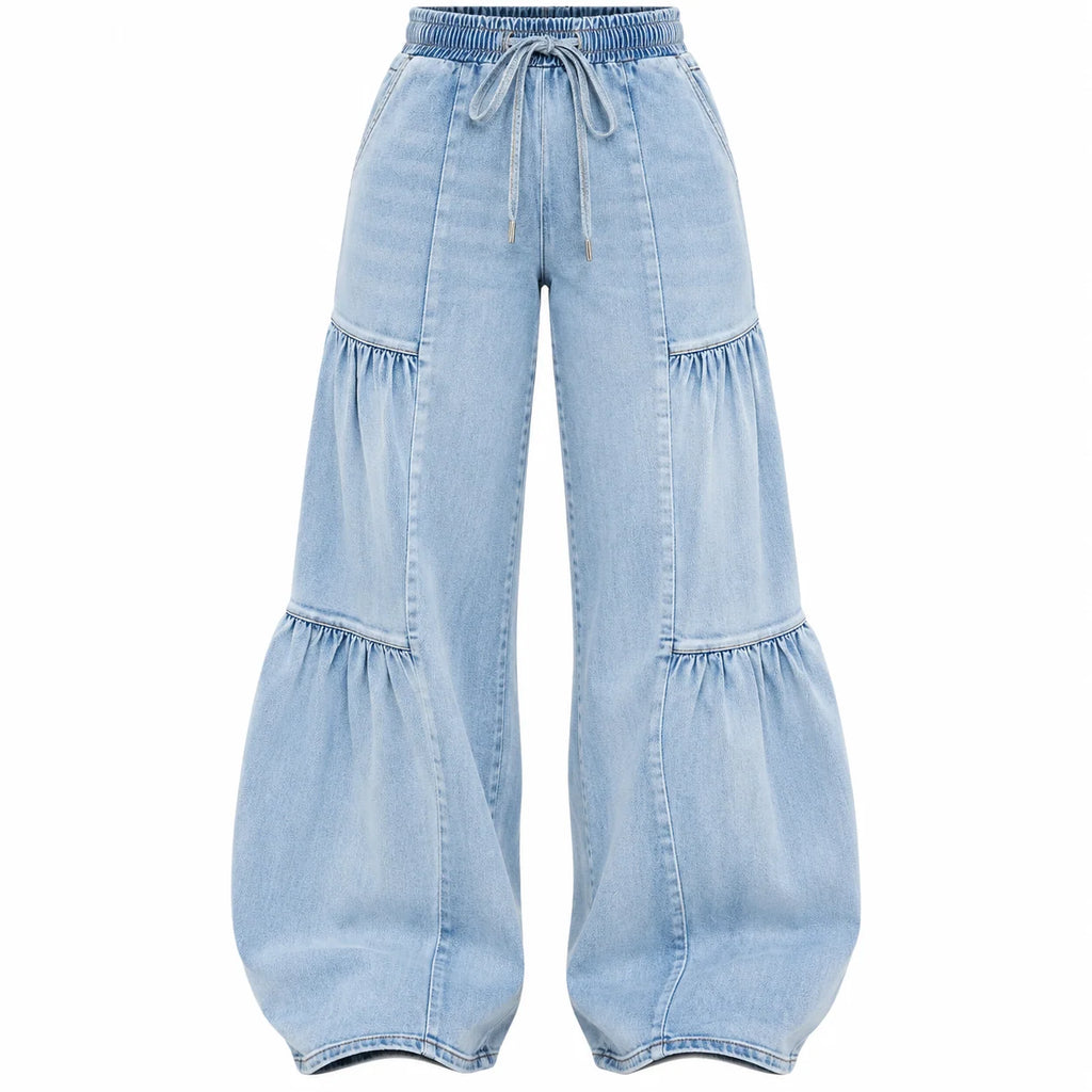 Flation Women's Tall High Rise Stretch Wide Leg Denim Jeans Light Wash | Flation Streetwear