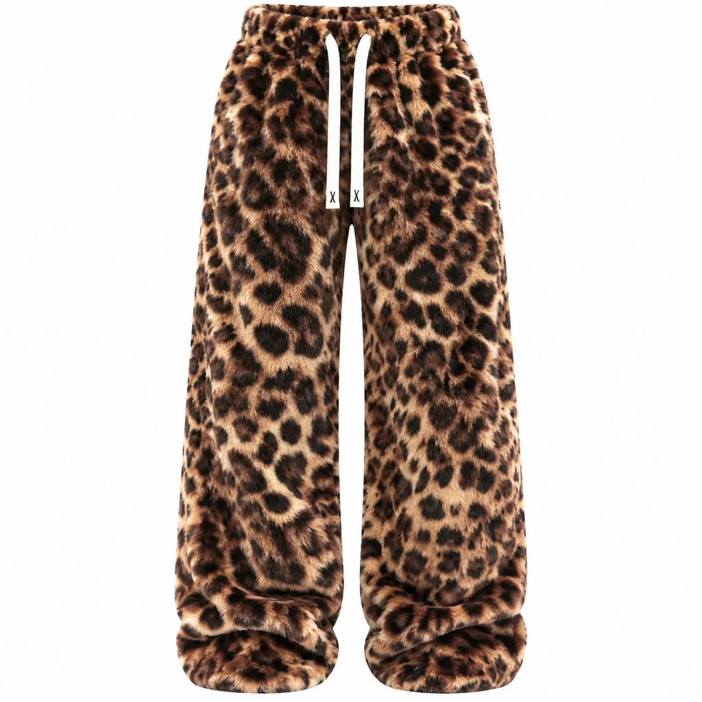 Flation Unisex Leopard Print Fleece Pants | Flation Streetwear
