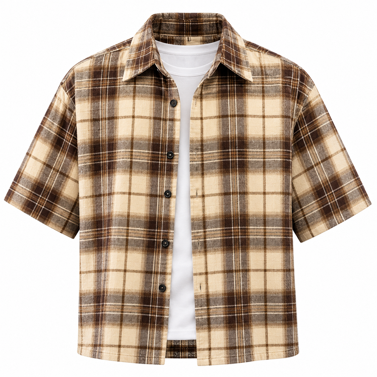 Flation Men’s Cropped Plaid Graphic Shirt | Flation Streetwear