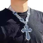 Flation Big Cross Pendant Bramble Chain Necklace 48cm