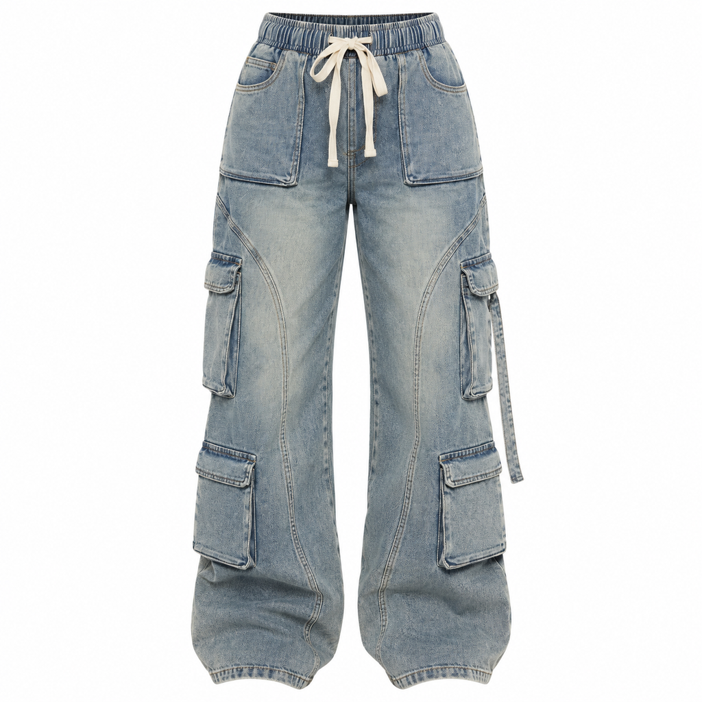 Flation Women's Met My Match Baggy Cargo Jeans Vintage Wash | Flation Streetwear