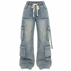 Flation Women's Met My Match Baggy Cargo Jeans Vintage Wash | Flation Streetwear