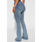 Flation Women's Gemma Sculpting Stretch Flare Denim Jeans Vintage Wash | Flation Streetwear