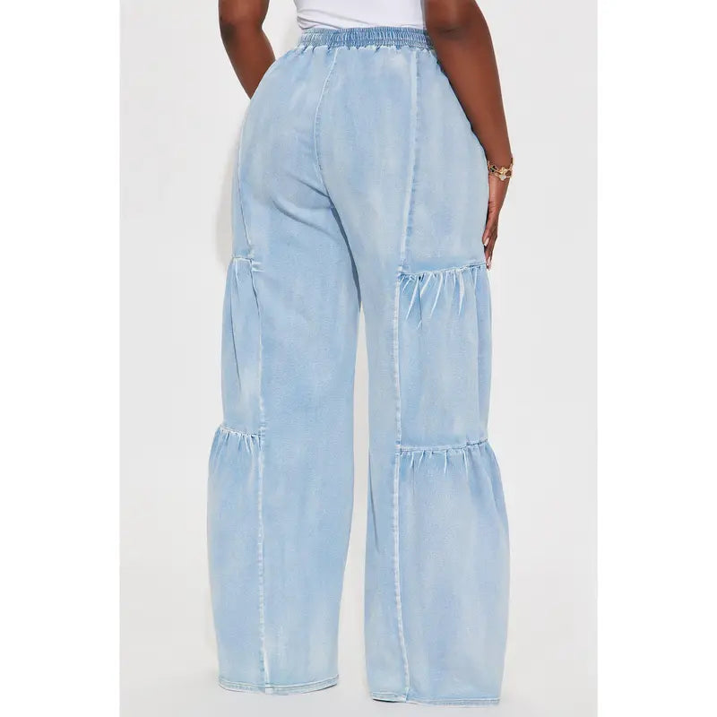 Flation Women's Tall High Rise Stretch Wide Leg Denim Jeans Light Wash | Flation Streetwear