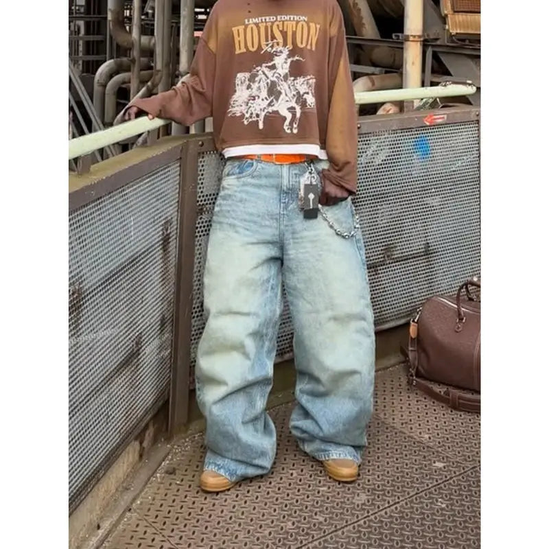 Flation Men’s Vintage Light Blue Loose Jeans | Flation Streetwear