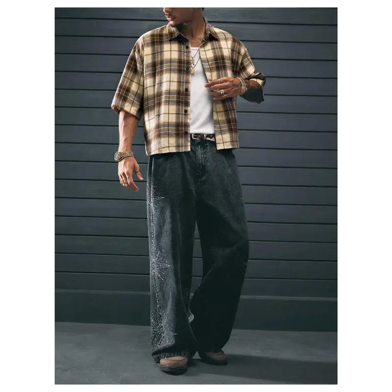 Flation Men’s Cropped Plaid Graphic Shirt | Flation Streetwear