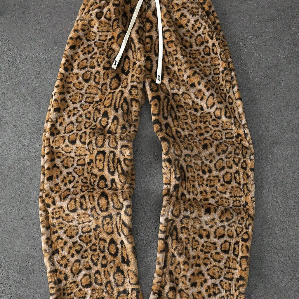 Flation Unisex Leopard Print Fleece Pants | Flation Streetwear