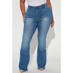 Flation Women's High Rise Stretch Flare Denim Jeans Light Wash | Flation Streetwear