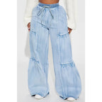 Flation Women's Tall High Rise Stretch Wide Leg Denim Jeans Light Wash | Flation Streetwear