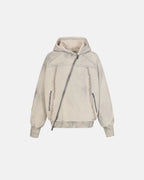 Washed Boxy Asymmetric Zip Up Hoodie | Flation Streetwear