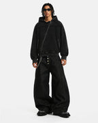 Washed Boxy Asymmetric Zip Up Hoodie | Flation Streetwear